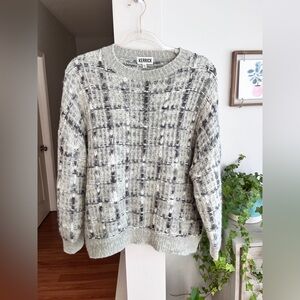 KERRICK Grey Chunky Knit Crew Neck Sweater